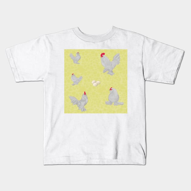 Lavender Belgian D'Uccle Pattern Yellow Kids T-Shirt by TrapperWeasel